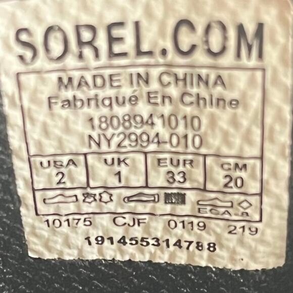 Sorel Unisex Madson Black Waterproof Hiker Boots Size 2 Style NY2994-010 - Picture 8 of 8